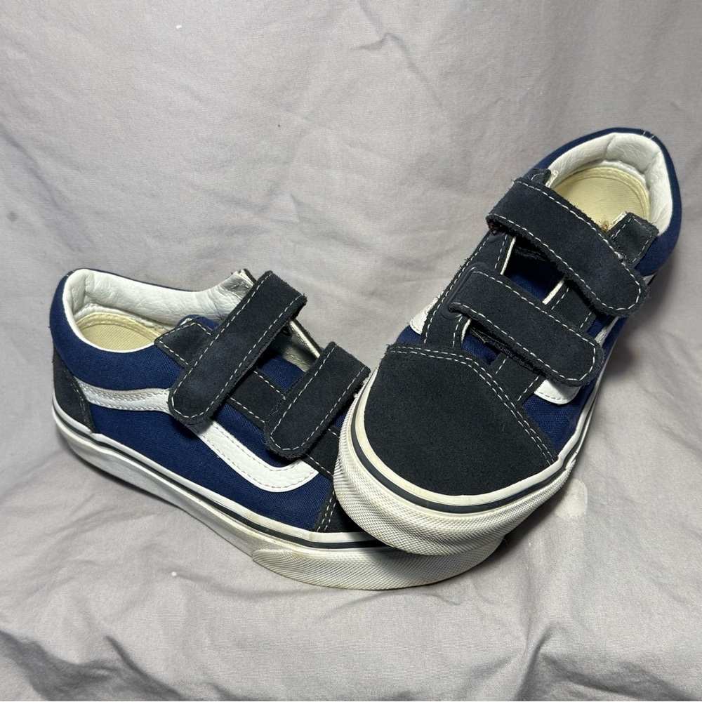 Vans Blue and White Velcro Sneakers